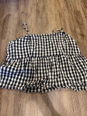 wild fable Black & White Gingham Tiered Spaghetti-Strap Cami Top